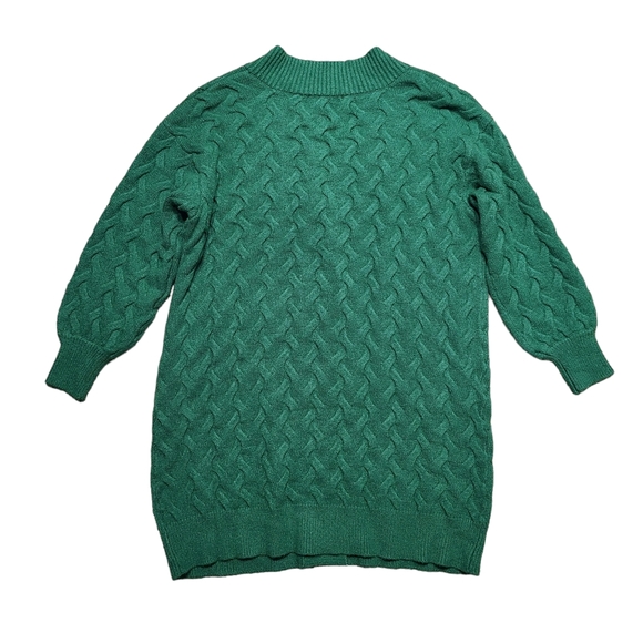 Eloquii Novelty Stitch Cardigan Sweater Dress Green - Picture 4 of 5